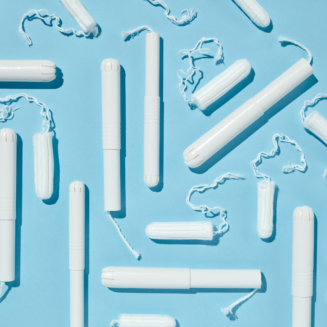TOTM tampons on blue background